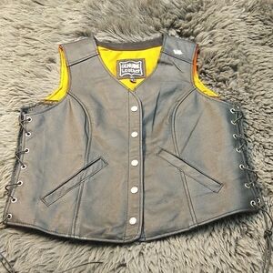 VANCE Leather Lace Up Motorcycle Vest